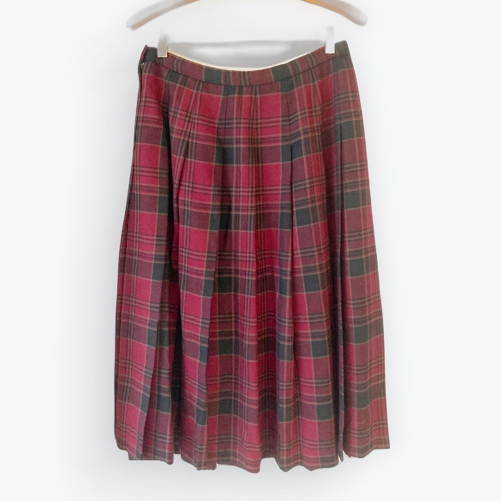🎉Host Pick🎉 Vintage Pendleton Plaid Skirt Cabincore Wool Dark Red/ Black 14P